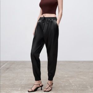 Zara Faux Leather Pants Joggers